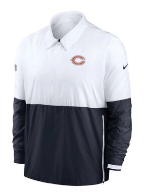 NIKE Chicago Bears Sideline Half Zip Jacket White Navy NFL Windbreaker 3XL